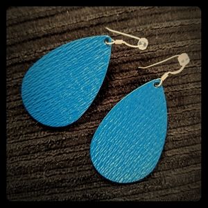 Nickel and Suede dark teal leather earrings